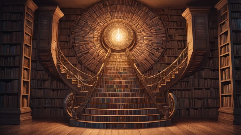 AlbedoBase_XL_A_staircase_made_of_books_leading_up_to_a_large_1